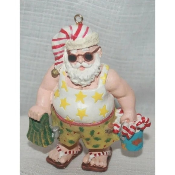 Personal Stamp Exchange Beach Santa Figurine Ornament - Picture 1 of 2